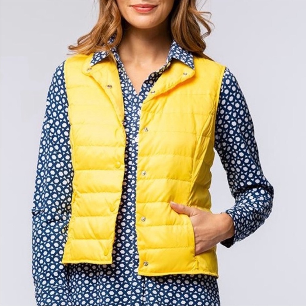 Tyler Boe Canary Yellow Quilted Puffer Down Vest - Large